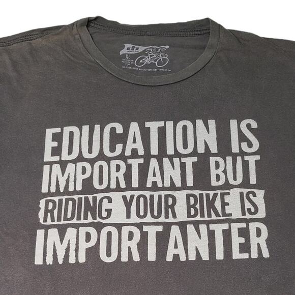 Education is Important Riding is Importanter Graphic Tee Biker T-Shirt XL 1839 - Picture 1 of 6